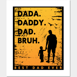 Dada Daddy Dad Bruh Best New Dad Father's Day Vintage Funny Father Posters and Art